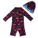 upandfast Baby Boy Swimwear Infant One Piece Zip Swimsuit UPF 50+ Sun Protection Toddler Bathing Suit with Sun Hat 12-18 Months Red Shark