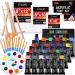 ESRICH Acrylic Paint Canvas Set 42 Piece Professional Premium Paint Kit with 1 Wood Easel 24Colors 10 Brushes 6 Canvases  Painting Supplies Kit for Kids Students  Artists and Beginner 42pcs Painting Kit
