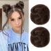 REECHO 2 PCS Mini Claw Clip in Messy & Cat Ears Hair Bun Extensions Wig Accessory Updo Hairpieces for Women Girls (Pack of 2-3.5" Wavy Dark Chocolate Brown) Pack of 2 - 3.5" Wavy Dark Chocolate Brown