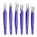 Abdul of Silakor Eyelash Extension Tweezers Set 6 Piece for Volume Lash Extensions Stainless Steel Eyelash Tweezers for Lash Extensions Isolation & Classic Lashes Tweezers Set (Purple)
