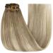 Youngsee Clip In Extensions - Real Hair Ombre 50cm Balayage Medium Brown & Platinum Blonde - 120g 7pcs - Premium Quality Hair Extensions - Buy Online on SooperMarket.com