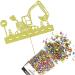 Cakeshop Cake Decoration Pack | Construction Digger Premium Double Sided Glitter Card Cake Topper & 25g Party Pack of Cake Sugar Sprinkles | Custom Name & Age Cake Decorations (Champagne) Prime Glitter Card: Champagne