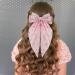 Andibro Pink French Bow Hair Clip Flower Pattern Ribbon Bow Hairpins Long Tail Big Bow Barrettes Soft Silky Satin Hairclips 90's Aesthetic Hair Accessories Decor with Metal Clip for Women - Buy Online on SooperMarket.com