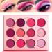 Pink Purple Eyeshadow Palette Makeup 12 Colors Pigmented Matte Shimmer Cute Eye Shadow Tone Small Bright Peach Red Violet Eyeshadow Pallet Long Lasting Shades For Girl Women Summer Travel