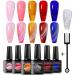 MEET ACROSS Rainbow Cat Eye Gel Nail Polish and 5 Colors Jelly Gel Polish Soak Off UV LED Light Nail Kit Gift Box with Free Magnet Stick