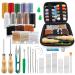 Tikjiua 59 Pcs Leather Sewing Kit Leather Needles for Hand Sewing Heavy Duty Sewing Upholstery Repair Kit Waxed Thread Large-Eye Stitching Needles for Carseat Backpack Carpet Boots Shoes Canvas Sofa