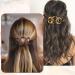 Noverlife 2PCS French Triple Ringed Hair Slider Pin Set - Non Slip Tortoise Shell Barrettes with Stick - Cellulose Acetate Ponytail Accessories - Buy Online on SooperMarket.com