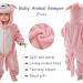 COOKY.D Baby Hooded Rompers | Winter Flannel Jumpsuit Pajamas | 30-36 Months | Pink - Buy Online on SooperMarket.com