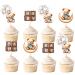 Cyodoos 36 PCS Baby Shower Bear Cupcake Toppers Selection Baby Bear Theme Baby Shower Decorative Supplies Jungle Animal Theme Baby Shower Birthday Party Cake Decorative Supplies blue Blue1