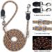 Adjustable 2.6m Dog Leash - Reflective Nylon for Walking Running & Training - Orange & Gray | Multifuntional with Double Linen & Movable Metal Rings - Buy Online on SooperMarket.com
