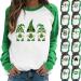 St. Patrick's Day Women's Crewneck Sweatshirt | Long Sleeve Blouse | Clover Gnome Graphic Tee | Irish Girls Green Sweatshirt - Small - Buy Online on SooperMarket.com