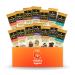 Peaceful Squirrel Variety, Raw Rev, Glo Bars, High Protein and Fiber, Vegan, Gluten-Free Bars - Variety of 14, (2 of Each Flavor) - 1.6 Ounce