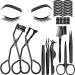 48 Pieces Eyelash Curler Makeup Tools Set  Include Mini Eyelash Curler Kit  Eyebrow and Eyelash Extension Tweezers  Eyelash Eyebrow Brush Comb and Eyelashes Scissors  Silicone Refill Pads (Black)