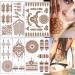 Brown Henna Temporary Tattoo Stickers  80+ Patterns Exquisite Lace Flower Mandala Flower Elephant Waterproof Fake Tattoo Wedding Party Festive Temporary Tattoos Decorations for Women Girls 6Pcs (Brown)