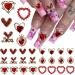 RUNRAYAY 30Pcs Heart Nail Charms Red Nail Gems 3D Metallic Nail Rhinestones for Acrylic Nails Designs Shiny Love Crystal Charms for Women Girls Nail Art Supplies Decoration