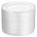 Munfix 100 Piece Plastic Party Plates White Silver Rim, Premium Heavy Duty 10.25 Inch Dinner Plates Elegant Fancy Heavy Duty Disposable Wedding Plates