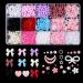 1000 pieces 3D nail decorations sets pink & white grinding heart grinding flowers nail charms loop nodes nail connector Strass stones for manicure diy crafts jewelry accessories