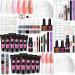 Phoenixy Poly Nail Gel Kit, 6 Colors Poly Nail Extension Gel with 36W U V/LED Nail Lamp Builder Set 1 Golden Nail Powder Pen Manicure Beginner Gift Kit