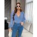 Fayenne Womens Tops Deep V Neck Cross Wrap Sexy Tops Polka Dot Mesh Long Sleeve T Shirt Casual Blouses M Grey Blue - Buy Online on SooperMarket.com