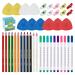 Swpeet 43Pcs Sewing Tools Kit  10Pcs Professional Tailor's Chalk and 12Pcs Sewing Mark Pencil with 12Pcs 5 Color Disappearing Erasable Ink Fabric Marker Pen and 10Pcs Plastic Clips for Sewing Marking