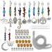 RechicGu 62Pcs Dreadlock Loc Jewelry Handmade Natural Chakra Crystal Healing Gemstones Adornment Dread Hair Beard Tube Bead Braiding Cuffs Rings Accessory with 328Feet Metallic Cord Turquoise Egyptian Cross Lotus Silver Vi…