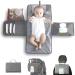 JanYoo Baby Portable Changing Pad with Wipes Pocket for Diaper Bag Wipeable Waterproof Newborn Travel Mat Shower Gifts Grey
