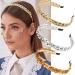 AWAYTR Chain Hairband Women Chained Headband - 3PCS Chained Reactions Headband for Women Girls Inspired Hair Hoop Thick Chain Metal Resin Headband (Resin-Gold/Resin-Silver/Resin-Amber)