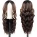 Long Brown Wavy Wig 24 Inch Highlight Wigs for Women Middle Part Curly Synthetic Hair Natural Looking Heat Resistant Fiber for Daily Party Use (Brown Mixed Blonde) - Buy Online on SooperMarket.com