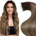 LAAVOO Remy Extensions Real Hair Tape Brown Ombre Real Hair Tape Extensions Dark Brown Balayage Caramelblond 45cm Invisible Tape Extensions Real Hair Skin Weft 50g 20pcs #4/27/4 45cm-20Pcs 1.7/27/4