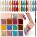 SAVILAND 16 Colors Cream Gel Nail Polish Set - Square Manicure Palette Nude Solid Gel Polish Glitter Pudding Gel Starter Nail Kit Soak off LED for Girls Nail Salon Home DIY B-16 Colors Cream Gel Nail Polish Set