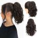 REECHO Ponytail Extension Claw Clip in Ponytail Hair Extensions 12 Inch Short Curly Ponytail Natural Wavy Synthetic Hairpiece for Women Black Brown 12 Inch Black Brown