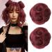 REECHO 2 PCS Mini Claw Clip in Messy & Cat Ears Hair Bun Extensions Wig Accessory Updo Hairpieces for Women Girls (Pack of 2-3.5" Wavy Burgundy) Pack of 2 - 3.5" Wavy Burgundy