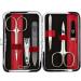 Three swords - germany 6 pcs.Manicureset 'Genova' |Nail care set in red synthetic leather case |Contents: nail scissors skin scissors nail clippers glass nail files tweezers sapphire nail file red / synthetic leather