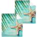 SUABO Soft Cotton Bath Washcloths Set | Starfish Palm Tree Design | Absorbent & Quick Drying | 6-Pack - Buy Online on SooperMarket.com