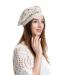 ZLYC Handmade Cotton Slouchy Crochet Beret with Cutout Floral Design - Plain Beige Women's Beanie Hat - Buy Online on SooperMarket.com