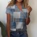 Buy Women's Oversized V Neck Short Sleeve Tops - Trendy Loose Casual Printed Button Down T-Shirt in Blue - Perfect for All Occasions - Buy Online on SooperMarket.com