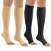 bropite Zipper Compression Socks-2 Pairs Calf Knee 15-20 mmHg Open Toe Compression Socks for Walking,Running,Nurses,Pregnancy C - Black /Nude Small-Medium