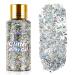 Body Glitter Gel Silver Holographic Mermaid Sequins Glitter for Body Face Eye Hair Lip Nail Concerts Party Festival Makeup DIY Art Long Lasting Waterproof