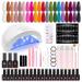 Topdirect Geln gel starter set Shellac set starter set with lamp 48W 20 colors UV nail polish with base top coat 5 in 1 adhesive gel polish set gel nail yourself set nail design 20 Shellac