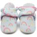 Dotty Fish Cotton Baby Booties | Suede Sole, Fleece Lining | Non-Slip Pram Shoes for Boys, Girls, Unisex | 12-18 Months Blue with Rainbows and Hearts - Buy Online on SooperMarket.com