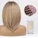 Haircube Short Bob Wig with Bangs - Heat-Resistant Synthetic Fiber Dark Root Ombre Ash Blonde - Perfect for Parties Cosplay & Daily Wear - Buy Online on SooperMarket.com