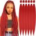 Xusuperb 30 inches long Pre Stretched Braiding Hair Red Easy Braids Extensions Red Kanecalon Kunsthaar for braiding 6 packs of soft -stretched braiding hair yaki braids hair extensions (red) 76 cm (6 Pack) red#