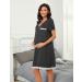 Uniexcosm Maternity Nursing Nightdress - Women's Short Sleeve Button Down Nightgown in Dark Grey XXL - Buy Online on SooperMarket.com