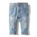 KIDSCOOL SPACE Baby Girl Boy Slim Jeans Little Kid Elastic Band Inside Ripped Denim Pants 7-8 Years Slim Light Blue-2099