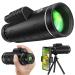 JiaSifu 40x60 High Definition Monocular Telescope with Smartphone Adapter, BAK4 Prism FMC Monocular with Clear Low Light Vision for Wildlife Hunting Camping Travelling(LD006-00A-17-3) Black