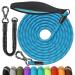 Aystkniet Schleppline 20m for large dogs up to 80 kgs reflective running leash with bungee leash lockable hook and padded handle robust leash for dogs walking at day and night 20m 8mm blue