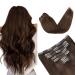 Vlasy Clip in Hair Extensions Human Hair Seamless Hair Extensions Clip in Real Human Hair 7 Pieces Straight Dark Brown Natural Thick Weft Human Hair Clip in Extensions for Women 4# 12 Inch(60 g) 12 Inch (60 g) 4# Dark Brown