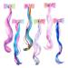 6 Colors Unicorn Bow Clips with Colored Hair Extensions Glitter Butterfly Hair Clips Wigs Curly Ponytails Hair Bows Princess Dress Up Headdress Horsetail Accessories 15 Inch