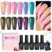 beetles Glitter Gel Nail Polish 6 Colors Sparkle Color Changing Pink Purple Blue Gel Polish Kit Chameleon Crushed Diamond Multifunction Soak off Uv Nail Gel DIY Manicure Treasures on Tip