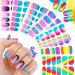 Nail Strips Full Nail Wraps, 8 Sheet Self Adhesive Nail Stickers Full Cover Gradient Color Nail Art Strips, with Nail File and Scissors for Women Girls Nail Art at Home ( Multicoloured ) Color 02